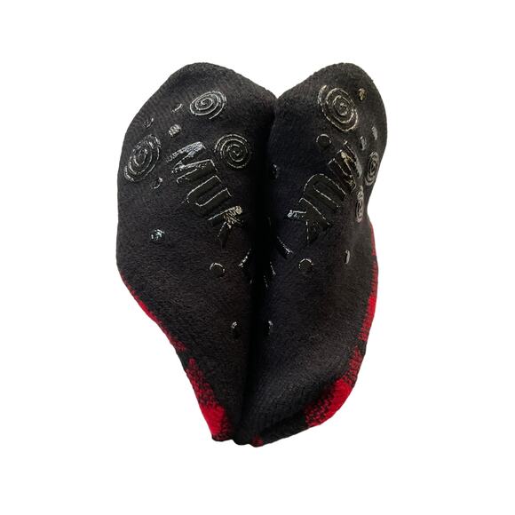 Muk Luks Slipper Socks Thermal Red/Black Buffalo Plaid New - Picture 6 of 12